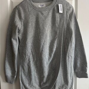 Maternity SoComfy Crossover Nursing Tunic Sweatshirt, Heather Gray